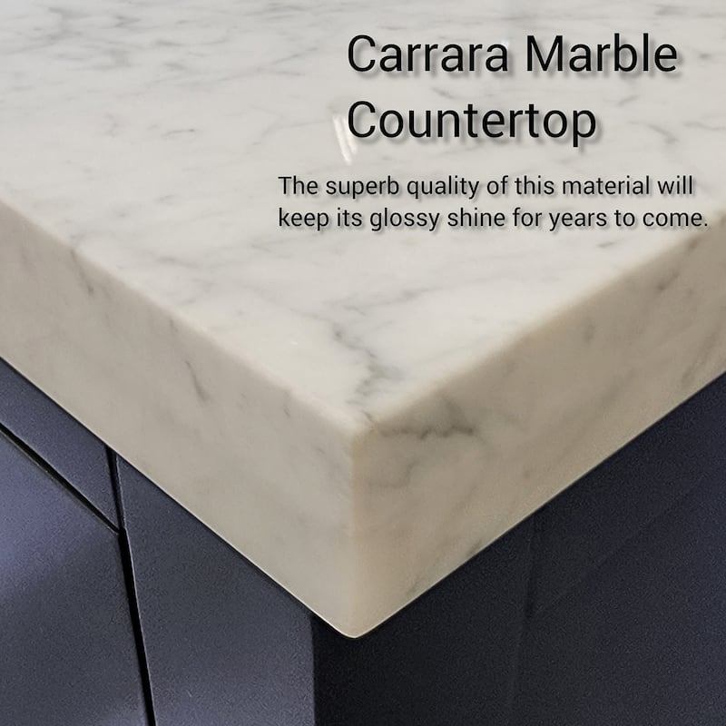 Black Bath Vanity 30" W x 22" D, Cultured Marble Countertop, Soft Close Cabinet, and 28" Frameless Mirror