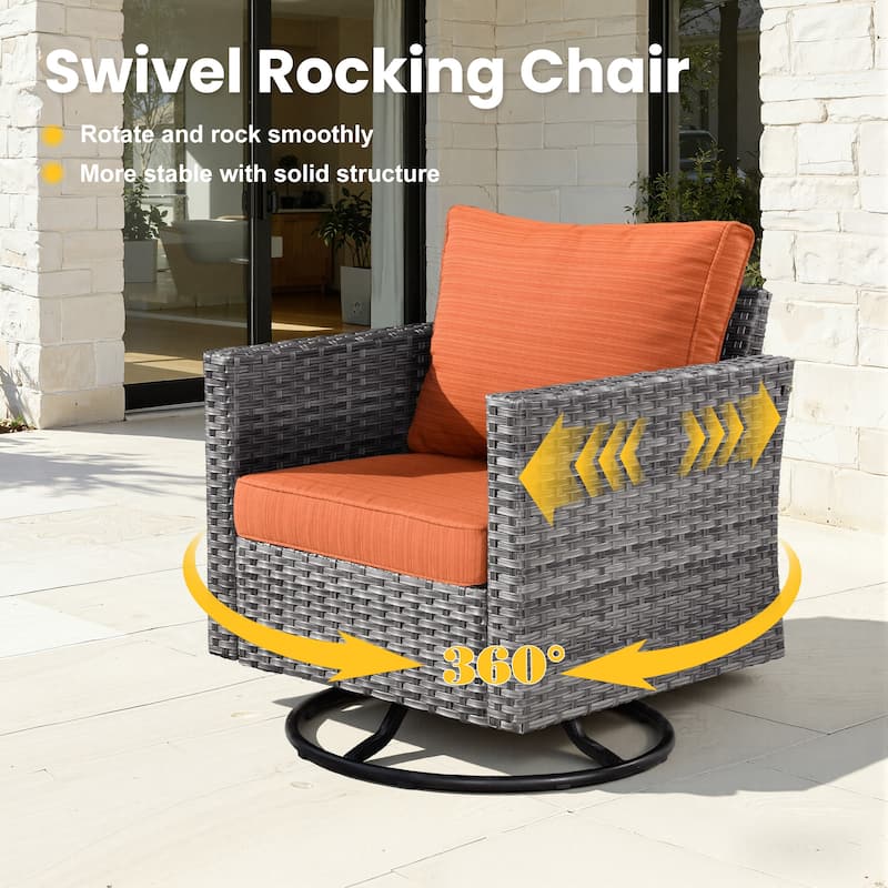 XIZZI 8-piece Patio Outdoor Wicker Furniture Swivel Chair Set