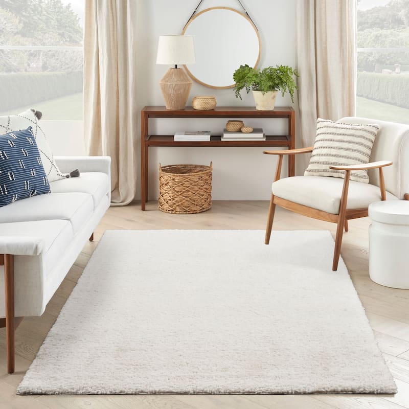 Nourison Modern Shag Indoor only Grey Solid Area Rug