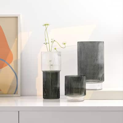 SAFAVIEH Home Zinc Fluted Glass Vase Set of 3