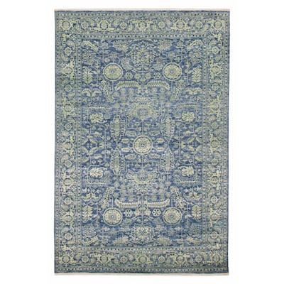 ECARPETGALLERY Hand-knotted Heritage Dark Blue Silk, Wool Rug - 6' 2" x 9' 2"