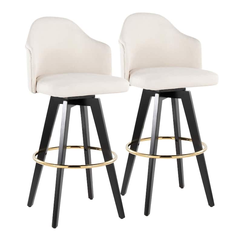 Ahoy Upholstered 30" Fixed-Height Barstool - Set of 2 - Cream