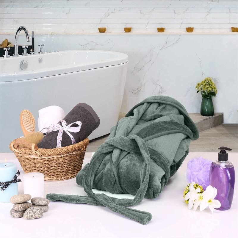 Women's Fleece Hooded Bathrobe Plush