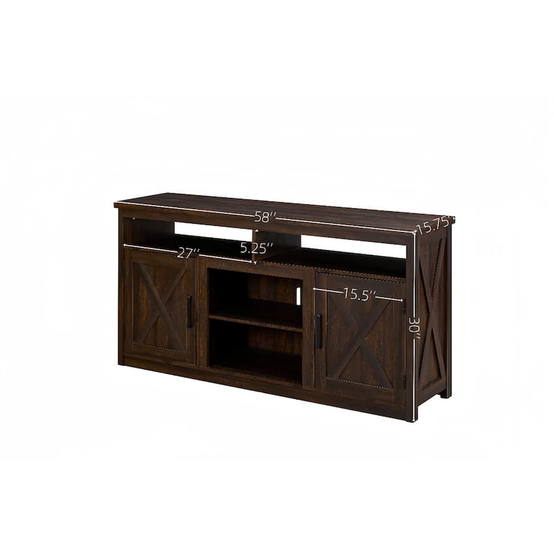 Farmhouse Barn Door Up to 65" TV Media Stand Modern Entertainment Console
