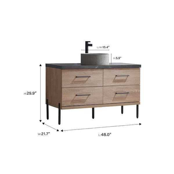 dimension image slide 0 of 4, Trento Bath Vanity with Sintered Stone Top with Concrete Sink (R)