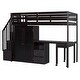 preview thumbnail 49 of 58, Twin Size Multifunctional Loft Bed with Wardrobe With Shelves,A Side Desk With 2 Drawers,A Movable Table