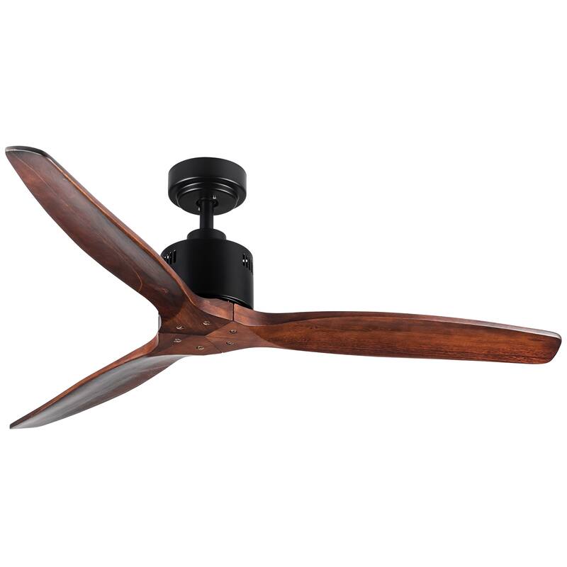 YUHAO SylvanAir Modern 52 in. Flush Mount Outdoor/Indoor Ceiling Fan with 3 Solid Wood Blades and DC Reversible Motor - SylvanAir Ⅲ 52 INCHES - Black
