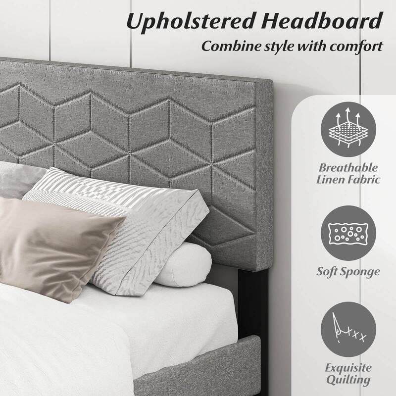 Costway Twin/Full/Queen Size Bed Frame with Linen Fabric Upholstered