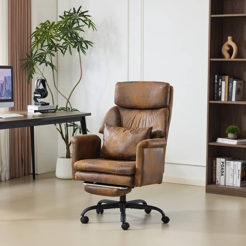 29.53 Inch High Back With Footrest Reclining Swivel Office Chair With Adjustable Arms