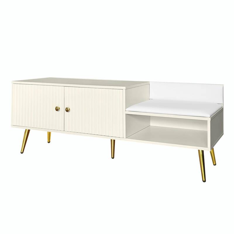 Modern Shoe Storage Bench with Hidden Compartment and Upholstered Cushion