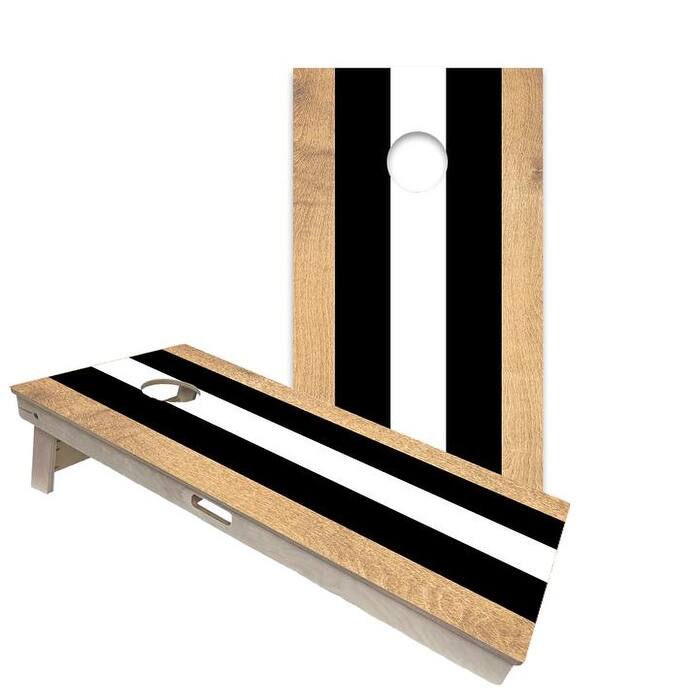 Classic Stripes Black and White Regulation 2x4 Cornhole Board Set