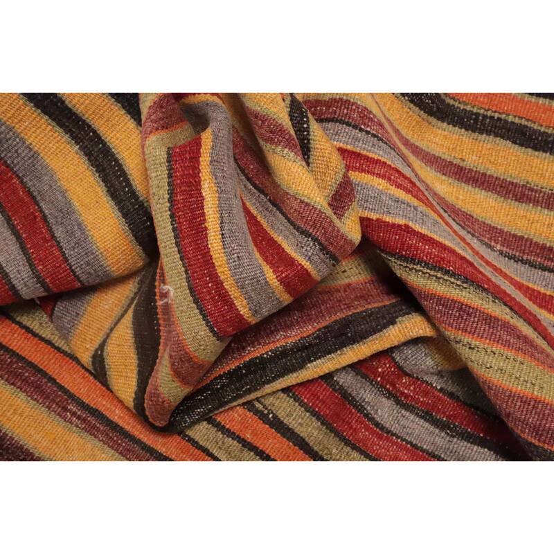 Hand Woven Oriental 100% Wool Carpet Southwestern Geometric Multi-Colored Kilim Area Rug - 8' 10'' X 5' 2''