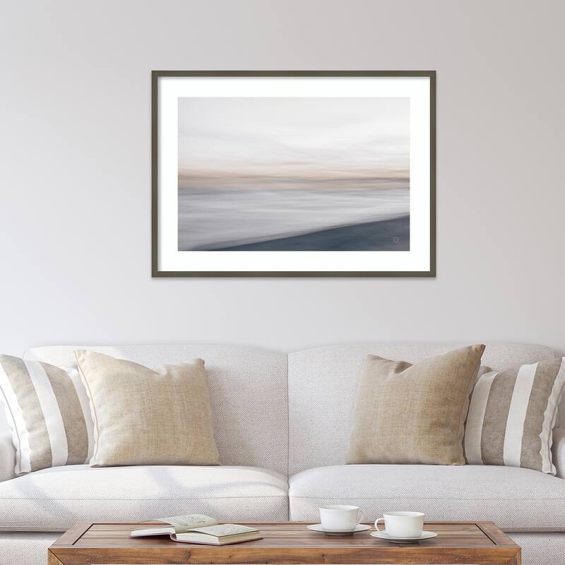 Waves Move Me I by Nathan Larson Wood Framed Wall Art Print - Svelte Clay Grey