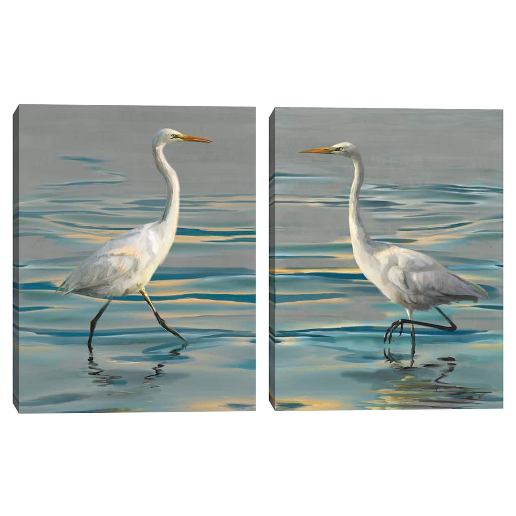 Evening Egret I, Evening Egret II by Studio Arts Canvas Art Prints