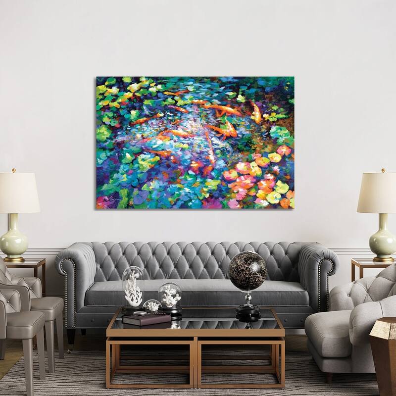 iCanvas "Koi Fish And Water Lilies II" by Leon Devenice Canvas Print