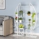 preview thumbnail 3 of 19, 5-tier Flower Rack Plant Stands Wooden Display Shelf, Half Moon Flower Table (Set of 2)