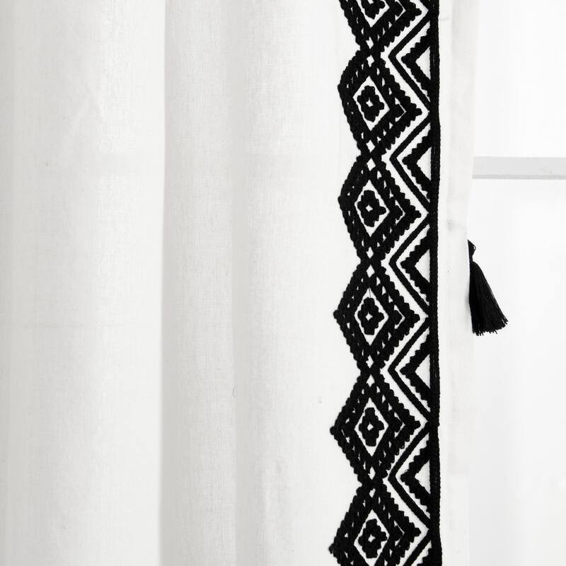 Lush Decor Aztec Diamond Border Tassel Window Curtain Panel Single - 84" x 52"