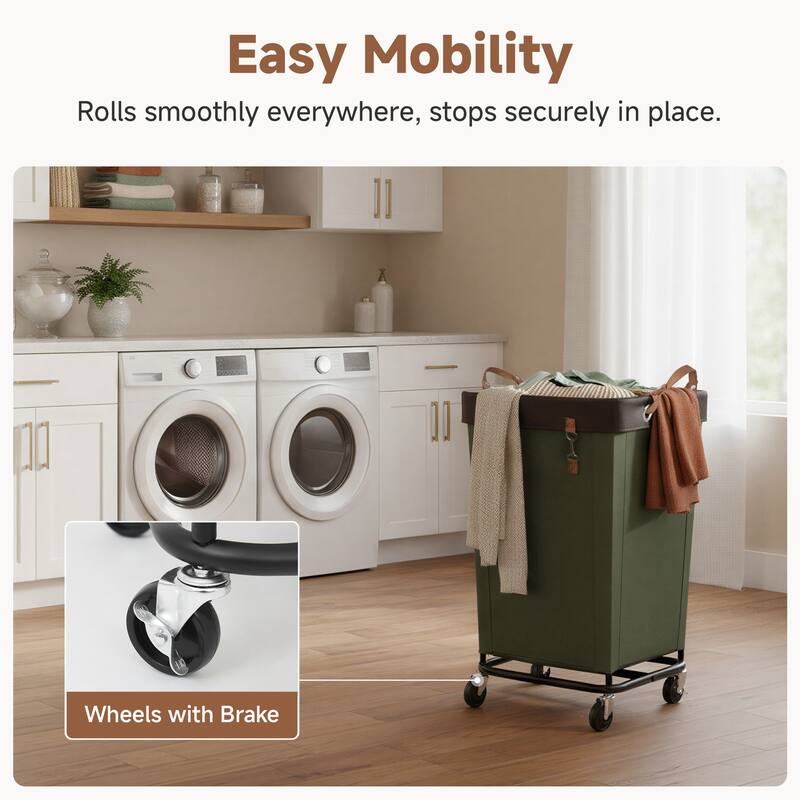 160L Laundry Hamper With Wheels, Large Clothes Laundry Basket With Steel Frame for Home, Closet, Dorm, Bathroom, Laundry Room