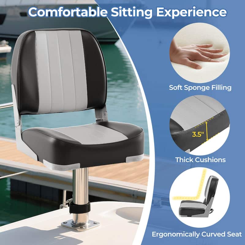 Costway 2-Pack Folding Boat Seats with Thick Sponge Padding Fixing - See Details