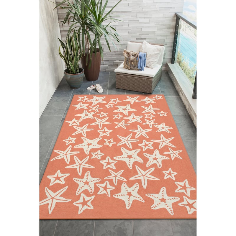 Liora Manne Capri Starfish Indoor/Outdoor Rug - 7'6" x 9'6" - Coral