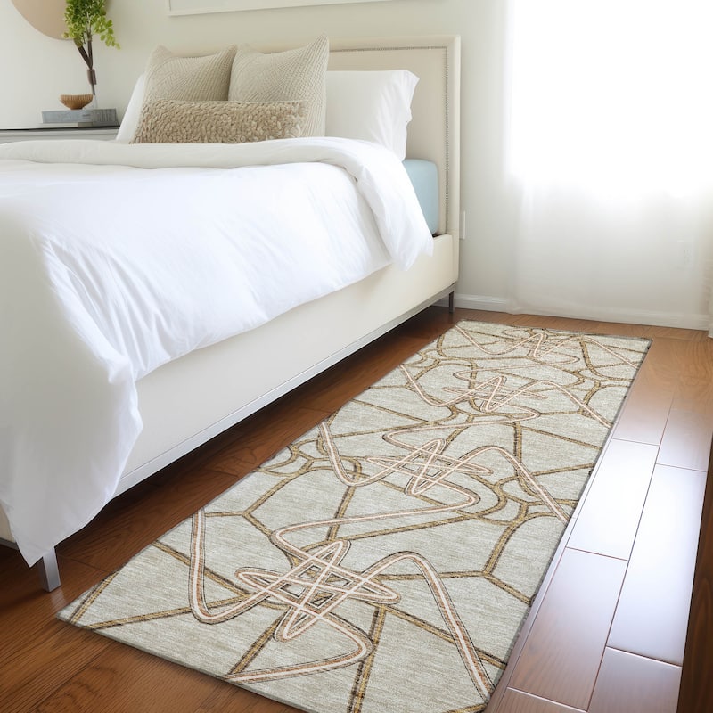 Premium Washable Super Soft Modern Maze Mayfield Rug - Beige - 2'3" x 7'6"