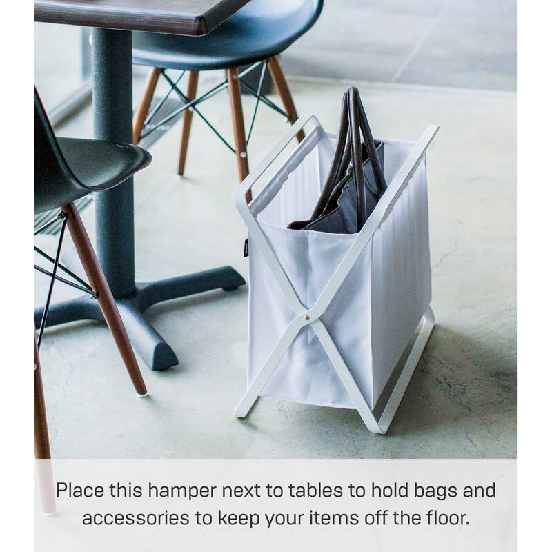 Yamazaki Home Folding Storage Bin, Steel, 8.5 gallon, 32 liters, Holds 22 lbs, Collapsible - L 11.42 x W 18.11 x H 15.75 inches