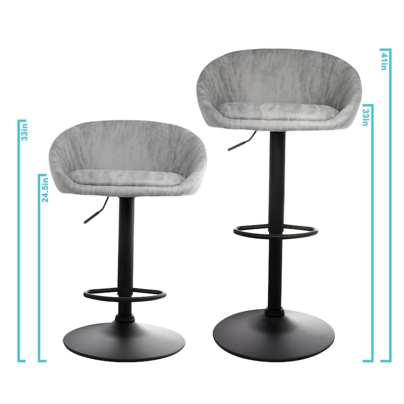2 Piece Cloth Adjustable Bar Stools