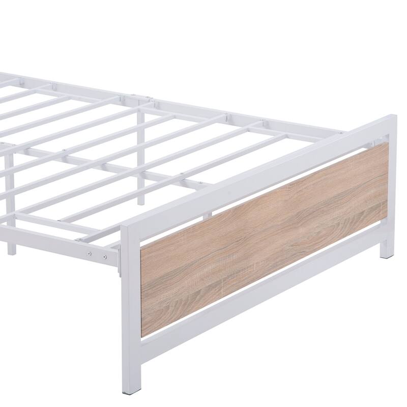 Metal and Wood Bed Frame Platform Bed