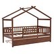 preview thumbnail 7 of 5, Twin Size Wooden House Bed with Twin Size Trundle and Headboards, Space-Saving Design, Solid Pine Construction