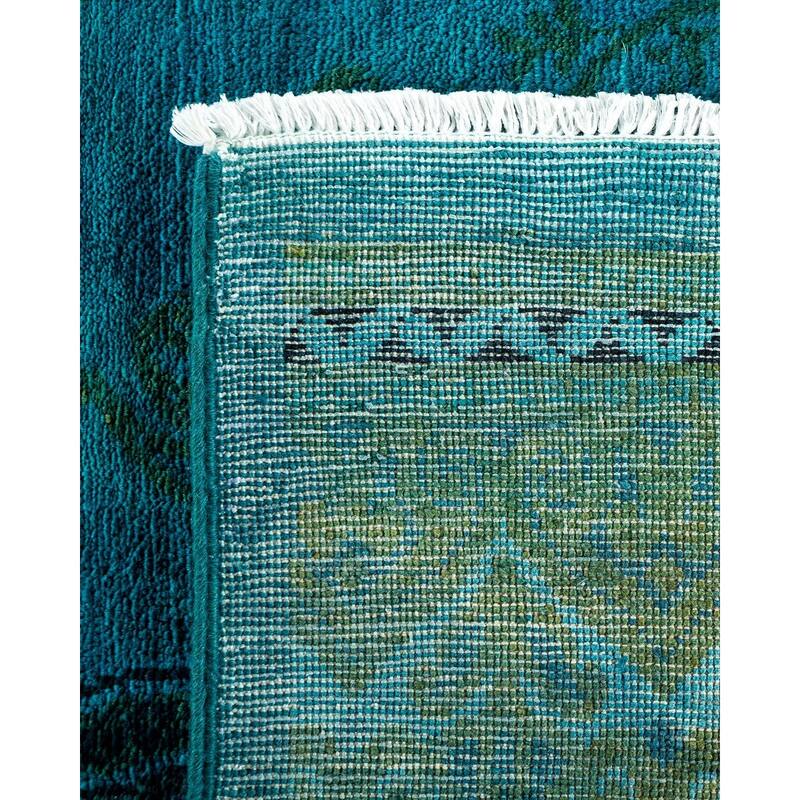 Overton Hand Knotted Wool Vintage Inspired Modern Contemporary Overdyed Blue Area Rug - 8' 0" x 10' 3"