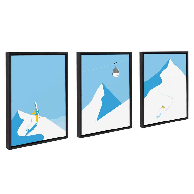 Kate and Laurel Sylvie Downhill Skier Canvas Art Set By Rocket Jack