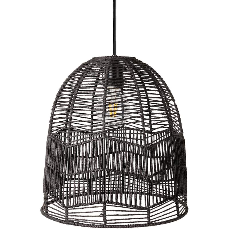 Artistic Weavers Naga Paper Rattan Canopy Pendant Lamp - 72"H x 14"W x 14"D - 72"H x 14"W x 14"D - Black