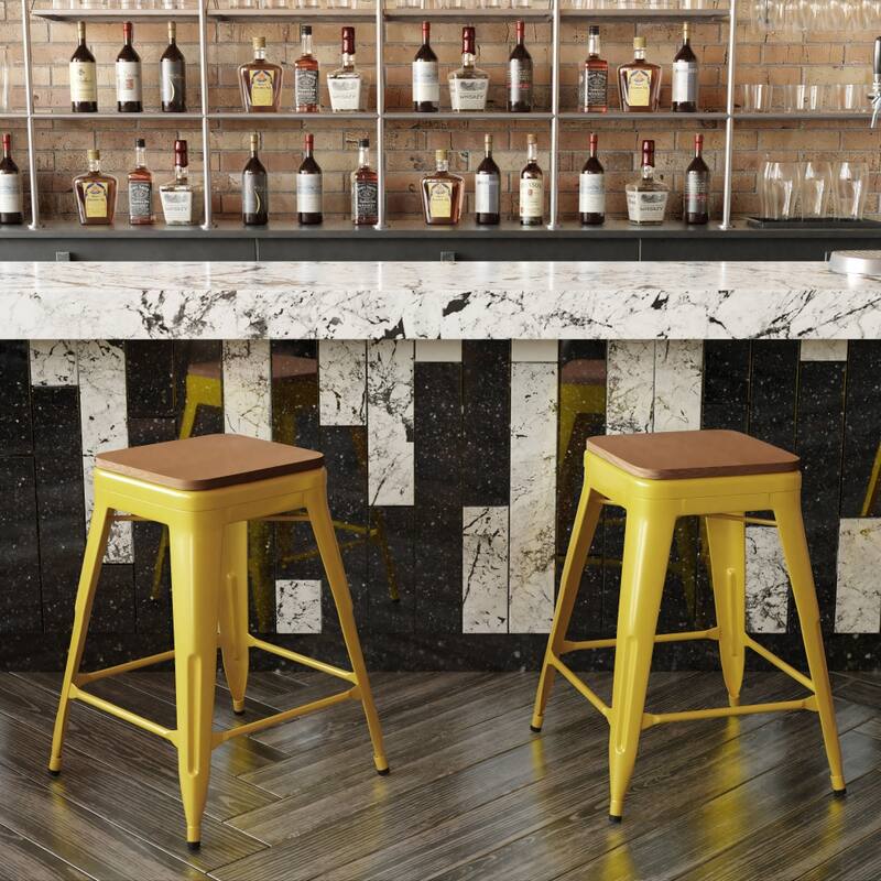 Indoor/Outdoor Backless Counter Stool with Poly Resin Seat