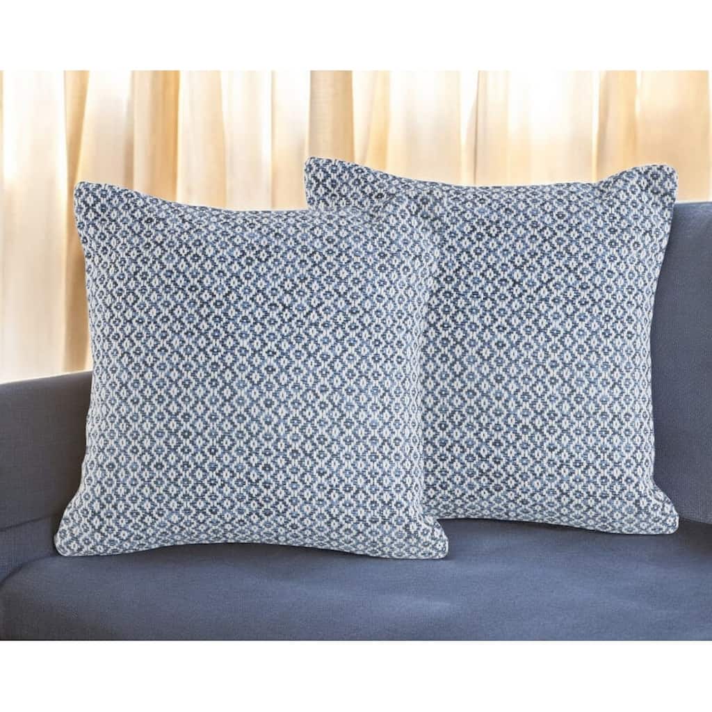 HomeRoots Set of Two Blue Chevron Cotton Throw Pillows