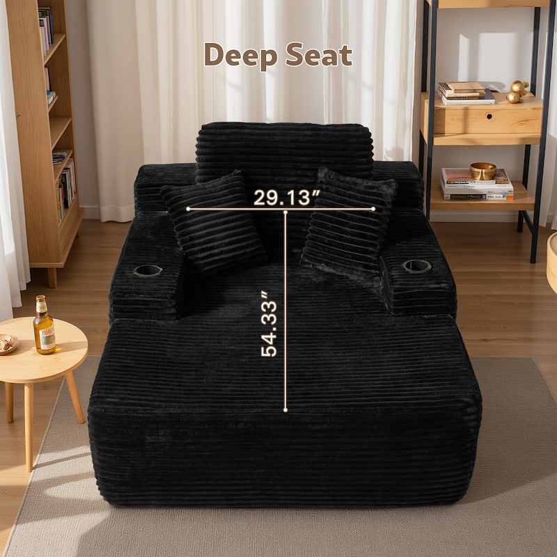 HOOOWOOO Modern Upgraded Fabric Chaise Lounge Sofa Couch with Holder