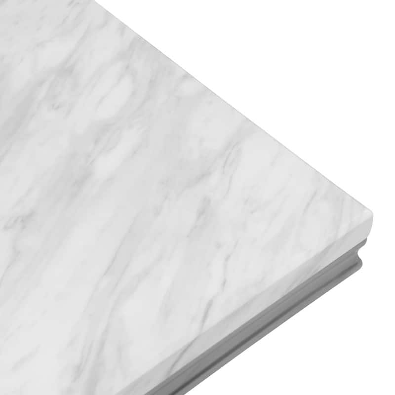 Best Master Furniture Erasmus White/Silver Marble Single Ring Pedestal Sofa Table