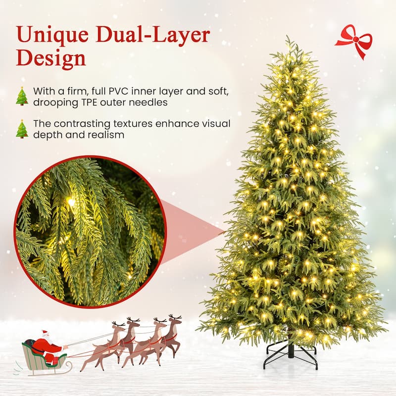 Gymax 7 FT Outdoor Artificial Christmas Tree w/ 1217 Branch Tips 400