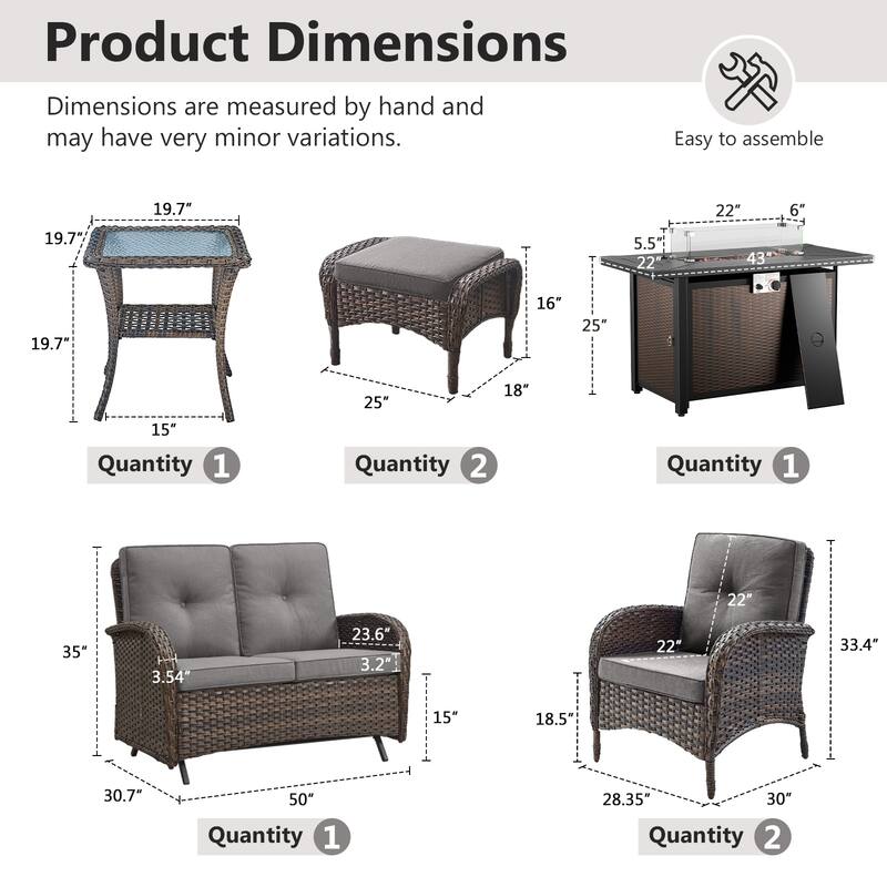 Gymojoy Outdoor Fire Pit Conversation Set, Loveseat Glider Sofa & Chairs - Patio Furniture Set