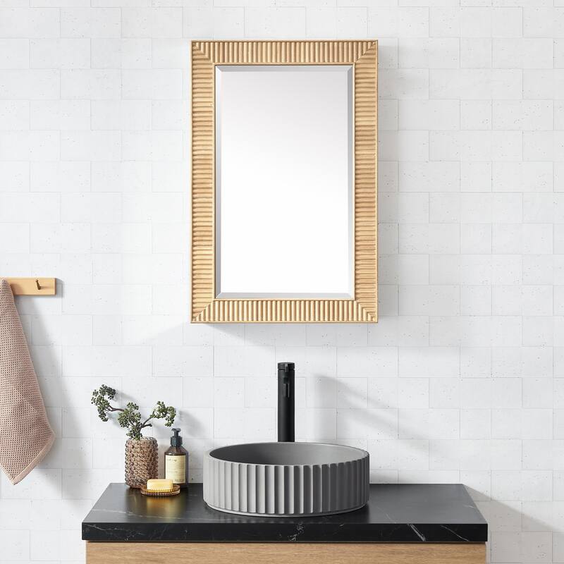 Bangalore Rectangular Wood Framed Medicine Cabinet with Mirror