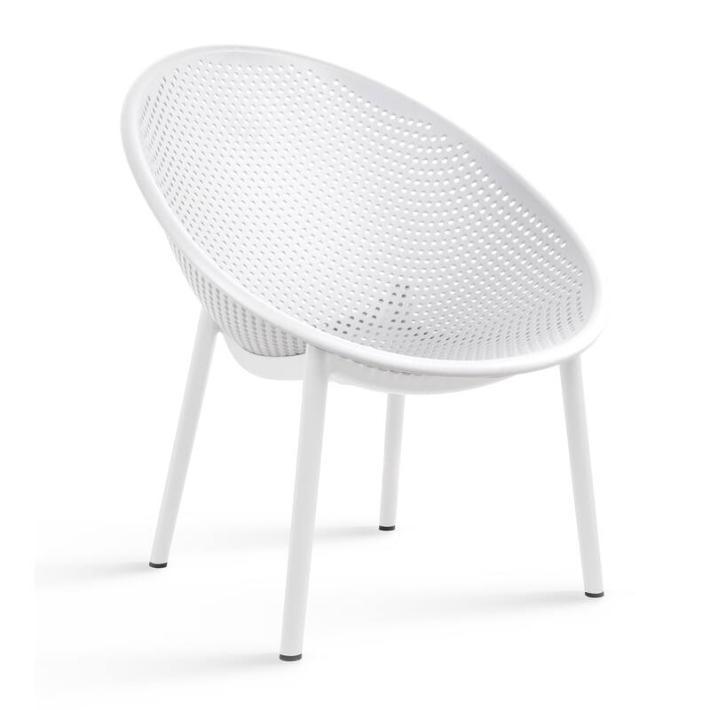 Set of 2 Modern Plastic Lounge Chair Plastic Legs with Polka Dots Spot Breathable for Patio Outdoor or Indoor Use