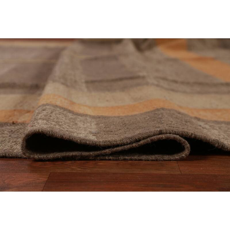 Vegetable Dye Contemporary Kilim Turkish Flatweave Jute Carpet - 9'5" x 12'1"
