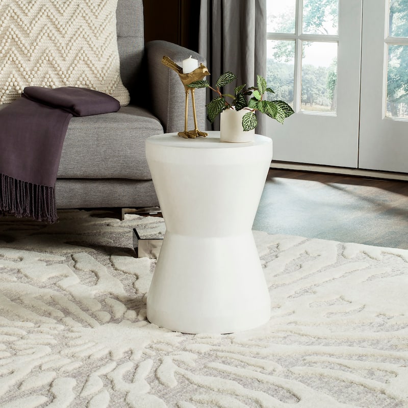 SAFAVIEH Torre Concrete Indoor/ Outdoor Accent Table (Ivory) - 12.2" x 12.2" x 17.3"