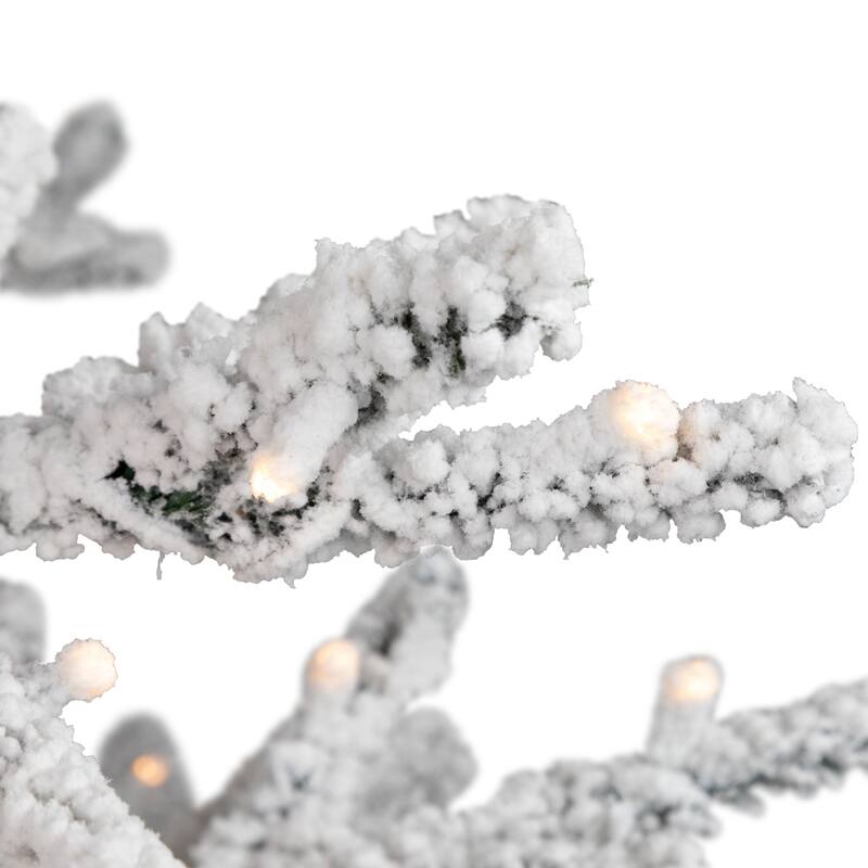 Pre-Lit Medium Flocked IPT Artificial Garden Christmas Tree - 7.5' - Warm White LED Lights - 7.5 Foot