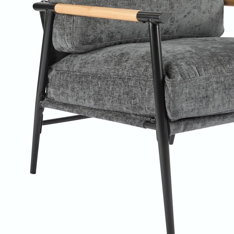 Minimalist Armchair - Soft Cushions, Wood/Metal Design, Compact