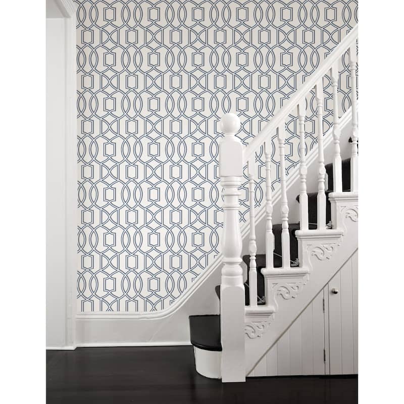 A-Street Prints Quantum Blue Trellis Wallpaper