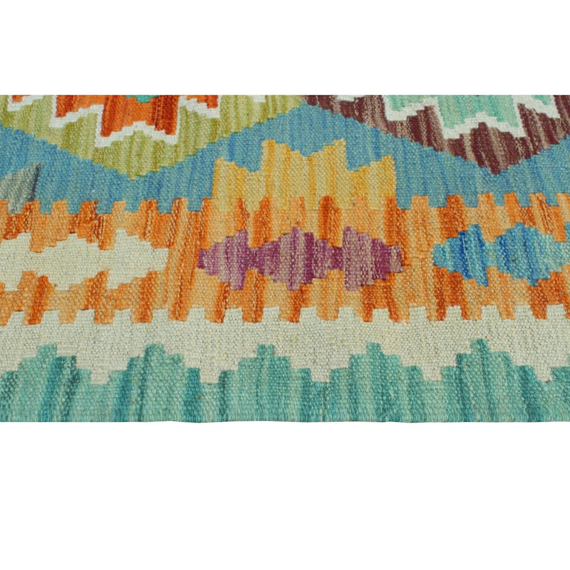 Flatweave Radbert Blue/Orange Rug - 3'2" x 4'9"