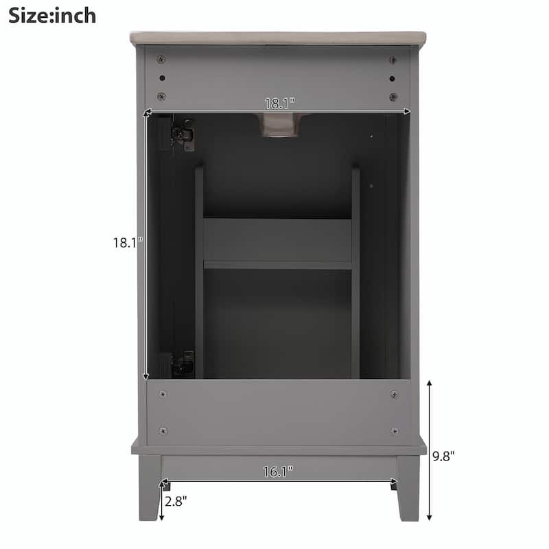 Modern 20-Inch Small Bathroom Vanity Cabinet with Ceramic Basin