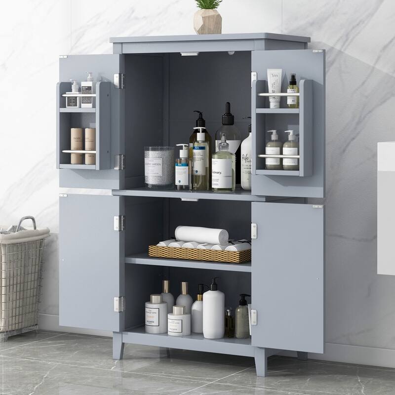 23.6 in. W x 43.3 in. H MDF Freestanding Linen Cabinet with Adjustable Shelves