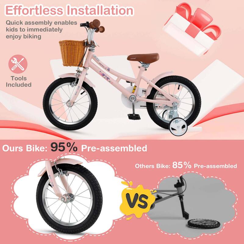 Costway 12"/14"/16"/18" Kids Bike with Height Adjustable Handlebar - See Details