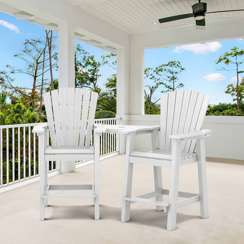 Outdoor Tall Adirondack Chair Set of 2 with Connecting Tray